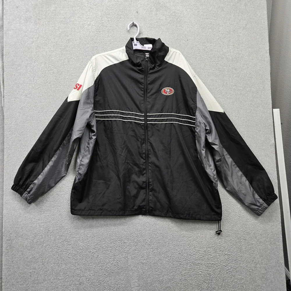 San Francisco 49ers Men Jacket XL Black Embroidered Reebok Colorblock Team Logo